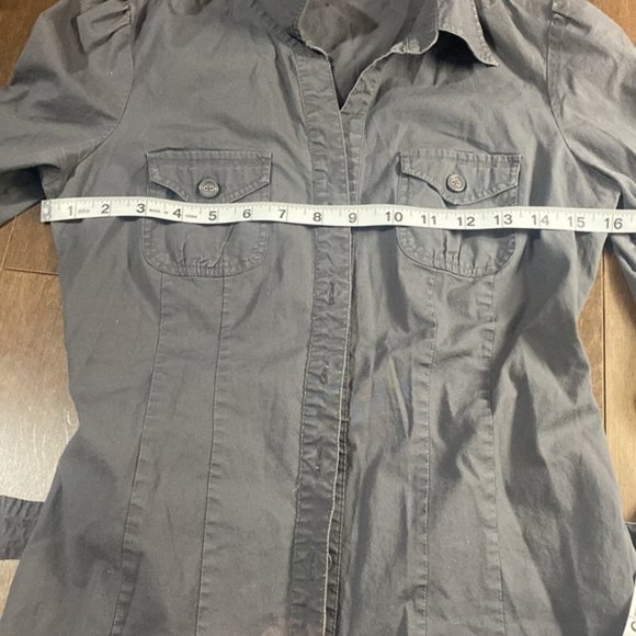 Smart set womens button down grey blouse with belt at the waist small - Picture 4 of 4